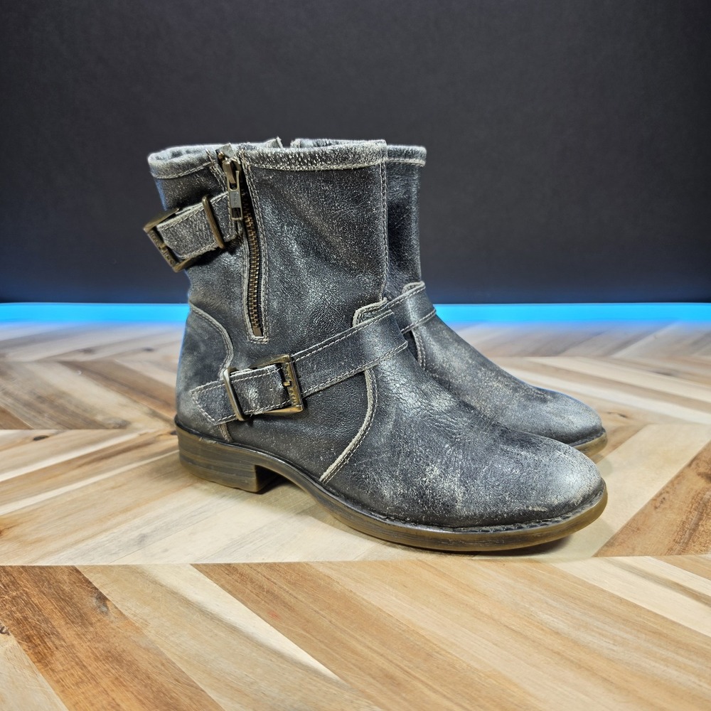 Bed Stu Becca Boots Handmade Leather Zip Ankle Booties Women's Size 7 Distressed